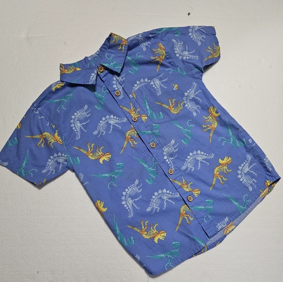 Kids Blue Dinosaur Button Down Shirt‎ Jurassic - Picture 10 of 10
